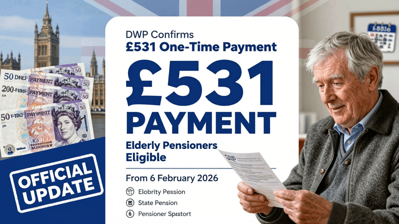 DWP Confirms £531 One‑Time Payment for Elderly Pensioners With 6 February 2026 Start